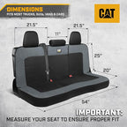 Cat MeshFlex Charcoal & Black Rear Seat Cover for Car – Durable Canvas & Mesh Design 60/40 Split Bench Protector for Cars, Trucks & SUVs – Back Seat Cover for Rear Bench – Interior Car Accessory