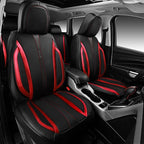 CAR PASS Nappa Leather Car Seat Covers, Durable Waterproof Luxury Universal Seat Covers for SUV Pick-up Truck Sedan, Anti-Slip Driver 5 Seat Covers Full Set with Backrest, Black Metallic Red