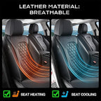 Coverado Front Seat Covers, Waterproof Nappa Leather Anti-Scratch Protectors, Universal Fit for Sedans, SUVs, Pickups, Car Accessories, Waterproof Seat Covers-Black