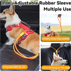 2-in-1 Dog Car Seatbelt Leash & Walking Lead - Heavy Duty 70CM Nylon Rope Leash with Secure Vehicle Buckle for Small Medium Large Dogs, for Travel, Walking, Training