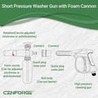 Foam Cannon Dual Connector, Pressure Washer Gun with Soap Cannon, 1/4 Inch Dual Quick Connector, with 7 Nozzle Tips, Container Capacity: 1 Liter