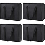 4-Pack Insulated Reusable Shopping Grocery Bags, X-Large Soft Cooler Bag Insulated, Boadon Collapsible Grocery Shopping Tote Bags for Food Delivery, Portable Softside, Black