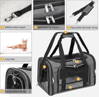 Soft-Sided Cat/Dog/Pet Carrier, Collapsible Pets Travel Carriers for Big Cats/Small Dogs with Shoulder Strap & Removable Mat, Mesh Puppy Carry Bag, Up to 16 Lbs, TSA Airline Approved(Dark Grey)