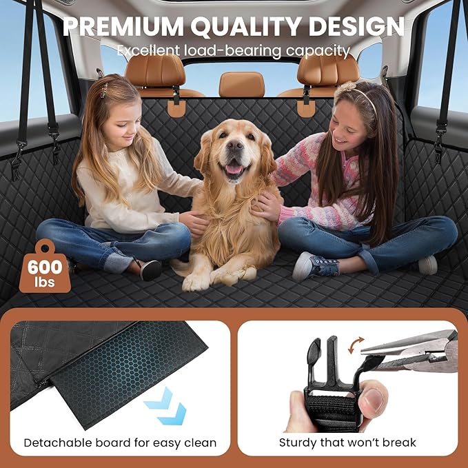 A-Pce 600D Heavy Duty Dog Car Seat Cover for Back Seat,2025 Upgraded Hard Honeycomb Bottom Back Seat Extender for Dogs- Holds 600lbs,Waterproof Scratch Proof Nonslip Dog Hammock for SUV