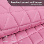 CAR PASS Bling Diamond Pink Leather Car Seat Covers Full Sets Interior Sets, Waterproof Shining Glitter Sparkly Crystal Universal Armrest Fit for Automotive Truck SUV Cute Women Girl, Pink Rhinestone
