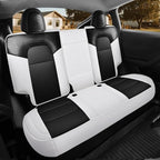 for Tesla Model Y Seat Cover Customized Fit 2020 2021 2022 2023 2024 Black Crocodile Leather and Nappa Leather Splicing Seat Cover Full Set (Crocodile Black)