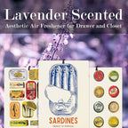 Vintage Sardine Beach Lavender Car Air Freshener 3Pcs, Coastal Ocean Canned Fish Beer Bottle Cap Scents Air Freshener for Women Girls, Beachy Car Accessories Interior Mirror Decor Hanging