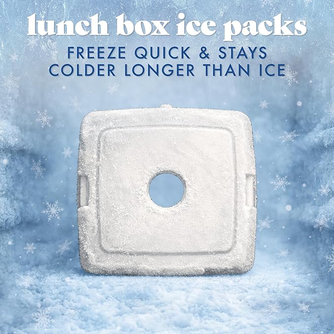 Cool Coolers by Fit & Fresh Slim Ice Packs, Quick Freeze Reusable Ice Packs for Lunch Boxes & Coolers, Long-Lasting, Space Saving Lunch Ice Packs, Ivory, 4Pk