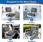 TushGuard Back&Seat Cushion, Car Seat Office Chair Cushions, Memory Foam Lumbar Back Support Pillow, Portable Airplane Seat Cushion for Travel, Computer Desk, Wheelchair, Driving (Grey, X-Large)