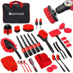 32Pcs Car Detailing Kit, Auto Detailing Brush Set and Drill Brush Attachments with Portable Handbag, Multi-Functional Vehicle Cleaning Tool for Wheels, Windshield