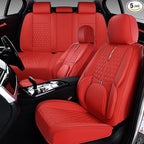 Car Seat Cover Set, Red Seat Covers, Automotive Interior Accessories, with Lumbar Support, Premium Nappa Leather, Waterproof, Protects and Upgrades Your Car Interior, Fits Most Vehicles