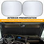 EcoNour Semi Truck Windshield Sunshade, Foldable 2-Piece Car Sunshade Reflects UV and Heat, 240T Polyester Silver-Coated Sun Shade for Semi Trucks and Large Vehicles, Front Window Sun Shade 40 x 32 In