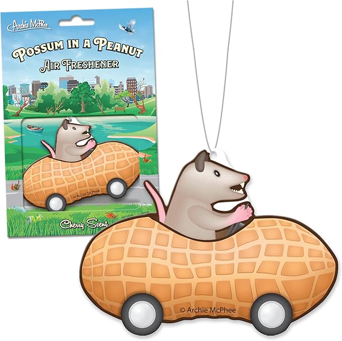 Archie McPhee Possum in a Peanut Air Freshener by Accoutrements Car Hanging Accessory - Pack of 2, Beige