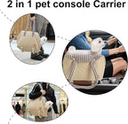 Small Dogs Under 12 lbs Adjustable Portable Center Console Car Seat, Built-in Bubble wrap, Fits Most Cars & SUVs with Convenient Handbag Functionality, Stylish Travel Pet Bag (Beige)