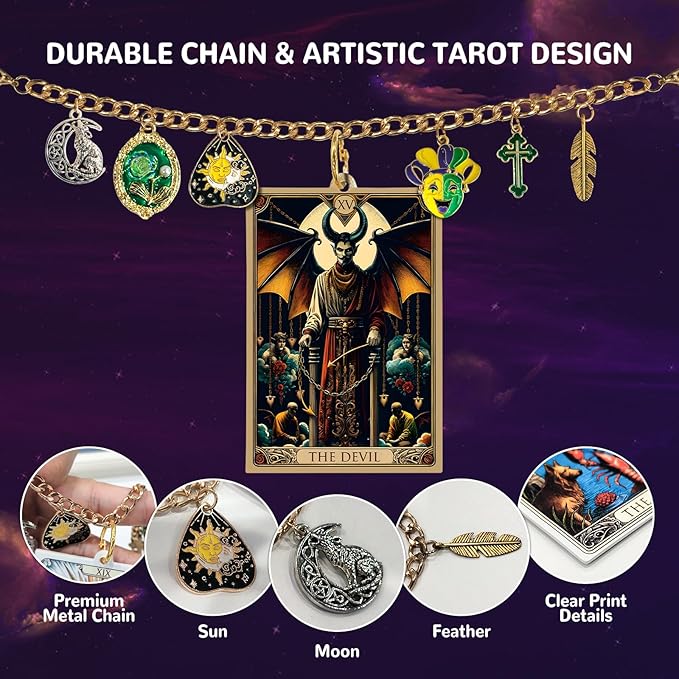 Tarot Card Car Air Freshener Rear View Mirror Accessories, 6 Pcs Boho Witchy Hanging Ornament with Charm Chain, The Sun Moon Aesthetic Car Decor, Scented Paper Diffuser Set for Women Men