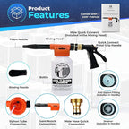 AC Coil Cleaner Cannon Sprayer - Automatic Mixing Foam Gun for HVAC Coil Cleaner - Air Conditioner Coil Cleaner for AC Unit, Evaporator & Condenser Coils - 2-Quart Bottle with Dilution Ratios + Gloves