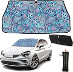 CHILL·TEK Funny Car Windshield Sun Shade Umbrella, 70s 80s Flower Car Sun Shade Umbrella, Block UV Rays Heat Foldable Windshield Umbrella Sun Visor Protector - Keep Vehicle Cool for Cars SUV