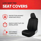 Motor Trend Black Cloth Car Seat Covers for Front Seats – Premium Automotive Bucket Seat Covers, Made for Vehicles with Removable Headrests, Interior Covers for Car Truck Van SUV