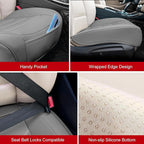 Car Seat Cover for Luxury & Comfort - PU Leather, Anti-Slip, Full Wrap Protection with Storage Pocket for Bottom Cushion - Universal Fit for 95% of Vehicles (Gray,2 Piece)
