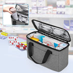 Trunab First Aid Bag Empty Small Medicine Storage Case, Insulated Medication Cooler Bag, Travel Pill Bottle Organizer for Prescription, Insulin, Supplements or Medical Supplies, Grey(Bag Only)