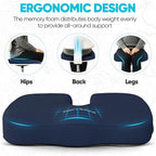 FORTEM Seat Cushion, Office Chair Cushion, Desk Chair Memory Foam, Sciatica Coccyx Tailbone Pain Relief, Pressure Relief, Sitting Pad, for Long Gaming & Sitting, Washable Cover, Non Slip