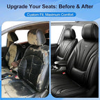 Fit CX-7 Car Seat Covers for Select Mazda CX7 2006-2012, Premium Full Coverage Leather, Airbag Compatible & Scratch-Resistant, Waterproof All Weather Seat Protector, Full Set, Black