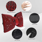 2 PCS Bling Car Pillows,Rhinestones Bowknot Car Headrest Pillow,Car Neck Pillow for Driver Relax Necksupport,Sleeping Travel Support Neck Pillow,Shiny Diamond Interior Accessories for Women,Red