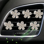 6 Pcs Silvery White Daisy Car Decoration Bling Flower Air Vent Clip Air Conditioning Outlet Clip Air Freshener Clip Car With Rhinestone Interior Decor Charm Interior Accessories for Girls Women
