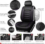 CAR PASS 3D Foam PU Leather Car Seat Covers, Universal Seat Covers Front 2 for Trucks SUV Sedan Automotive Seat Covers Armrest Airbag Compatible Waterproof Comfortable Faux Nappa Leather Black Purple