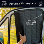 VanEssential Insulated Magnetic Blackout Front Door Window Covers (Pair) Designed for Mercedes-Benz NCV3 (Van Years 2007 to 2018) - Charcoal Gray