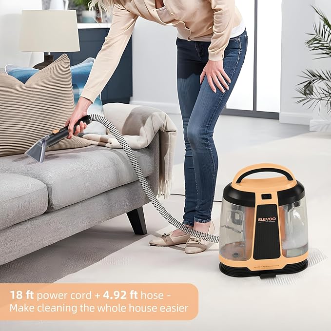 Carpet Cleaner Machine 11Kpa Strong Suction, New 450W Powerful Motor, Portable Upholstery Cleaner with Spot Cleaner, Stain Remover for Pet Accident, Rugs, Carpet and Upholstery Orange