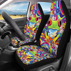 KEIAHUAN Frog Hippie Flower Car Seat Cover for Women 4 Piece Stretchy Front and Back Seat Covers Auto Interior Accessories Universal Fit for SUV Sedan and Truck