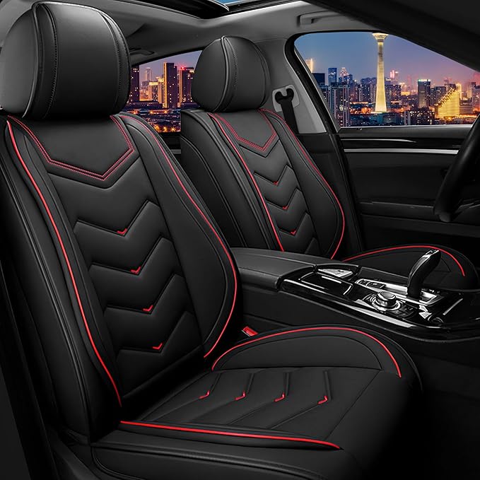 CTDS Car Seat Covers for Ford F-150 2000-2026, Stylish Sport Seat Cover, Premium Nappa Leather Car Seat Cover. Automobile Seat Covers Sets.(Standard 2 Seats/Black)