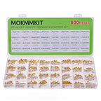 32 Values 800 Pieces Ceramic Capacitor Assortment Kit Capacitors from 10pf to 10uF 50V Multilayer Monolithic Capacitor