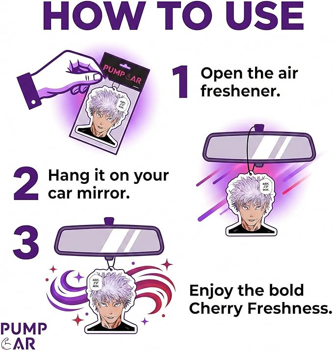 PumpCar 2 pieces satoru Nah I'd Win double-sided hanging Japanese anime cherry-scented air freshener Cool anime hanging for rearview mirror Car Interior Accessories Gifts