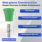 Pressure Washer Nozzle Guard, Stainless Steel High Power Washer Nozzle Tips Set with Upgraded Rubber Protector Cover, 5Pcs Pressure Washing Nozzle Holder with 1/4" Quick Connect, Orifice 4.0