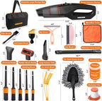 Car Cleaning Kit 19Pcs, Car Interior Detailing Kit with 12000PA High Power Handheld 12V Corded Vacuum, Detailing Brush Set, Cleaning Gel, Complete Car Vacuum Cleaner with Storage Bag for Men & Women