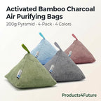 4 pack Naturally Activated Bamboo Charcoal Air Purifying Bags | Natural Home Deodorizer Bag | Charcoal Bag Odor Absorber For Pets | Odor Eliminator & Moisture Absorber Air Freshener Bag (200g Pyramid)