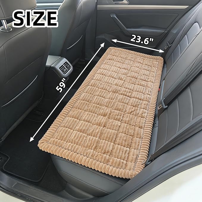 Dog Car Seat Cover, Pet Couch Covers for Car and Sofa, Non-Slip Backseat Pet Bed Mat, Machine Washable, Soft Plush Travel Seat Protector with Portable Storage Bag (Brown,23.6''×59'')