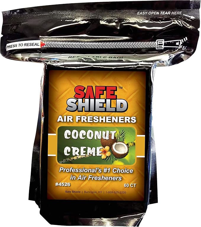 Coconut Creme Scented Air Freshener Pads - Long-Lasting Fragrance Pads for Car Interiors - 1-1/2" × 3" Compact Size - Tropical and Delightful Aroma for Eliminating Stale Odors - Pack of 60