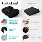 FORTEM Seat Cushion, Office Chair Cushion, Desk Chair Memory Foam, Sciatica Coccyx Tailbone Pain Relief, Pressure Relief, Sitting Pad, for Long Gaming & Sitting, Washable Cover, Non Slip