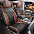 Red Rain F150 Leather Car Seat Covers Custom Fit for Ford F150 SuperCrew/CrewCab 2015-2025 XL XLT STX Pickup Truck Black and Brown Auto Seat Protector 5 Seater (F150-Black+Brown)