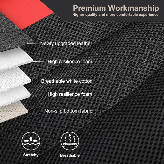 GIANT PANDA Fit Subaru Outback Forester Crosstrek Legacy Impreza Front Car Seat Cover, 3D Air Mesh Breathable Seat Protector, Red+Black（2-Pack