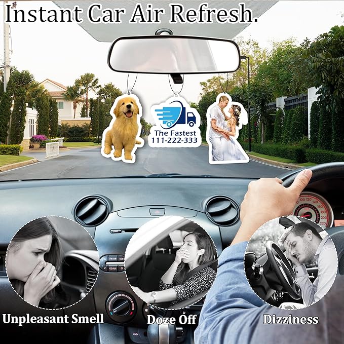 10-1000 Pcs Custom Air Fresheners with Picture - Double Sided Personalized Car Air Freshener with Photo & Logo, Hanging Auto Accessories & Custom Gifts for Branding Business Events (LOGO)