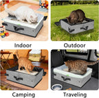 SZEE Travel Litter Box for Cats with Zipped Lid with 3 Pcs Disposable Liner Bags, Easy Cleaning, Suitable for Pets up to 15lbs, Portable Litter Box for Travel, Car, Hotel, Airplane, Camping - Grey