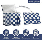 Checkered Insulated Grocery Bags 2 Pack, Checkerboard Cooler Shopping Bags for Groceries, Insulated Bags for Food Delivery