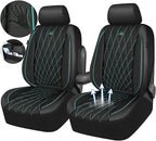 CAR PASS Thick Foam 3D Air Mesh Leather Car Seat Covers Front Seats Only, Breathable Premuim Leather Two Front Seat Cover, Airbag Compatible Universal Fit for 95% Sedan Van Truck SUV,Black and Mint