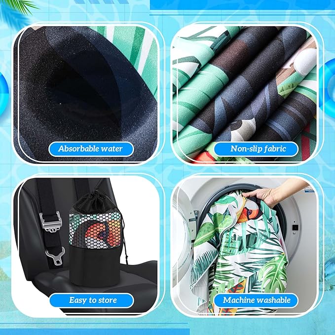 1 Pack Car Seat Towel Covers with Storage Bag 63 x 32 Inch Athletic Running Towel Seat Sweat Washable Non Slip Cover Gift for Car Outdoor Sport Activities (Tropical Toucan)
