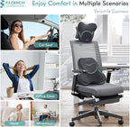 FLORICH Car Lumbar Support Pillow and Neck Headrest Pillow for Office Chair, Ergonomic Memory Foam, Relieves Neck, Back Pain, Pressure-Relieving Back Support for Car, Office Chair & Wheelchair – Gray
