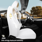 for Tesla Model Y Car Seat Cover Custom Fit 2020 2021 2022 2023 2024 Crocodile and Nappa Leather Seat Cover Full Set Interior Accessories (Crocodile Skin Golden+White)